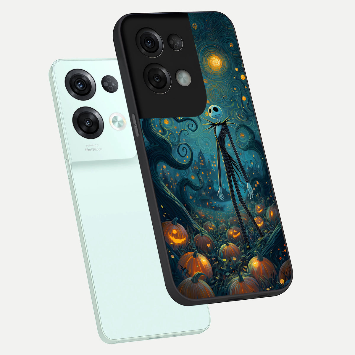  Pumpkin Moonlight Tale phone case For Oppo Reno 8 Pro showing premium glass back cover with detailed artwork