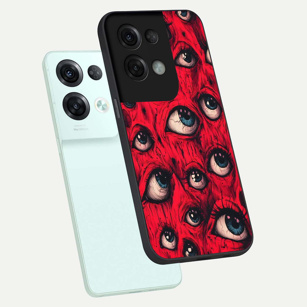  Red Eyes Pattern phone case For Oppo Reno 8 Pro showing premium glass back cover with detailed artwork