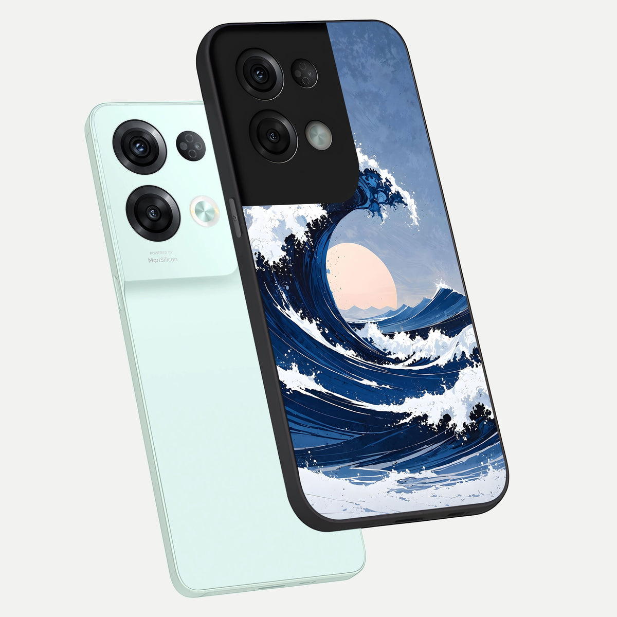  Rising Tide Power phone case For Oppo Reno 8 Pro showing premium glass back cover with detailed artwork