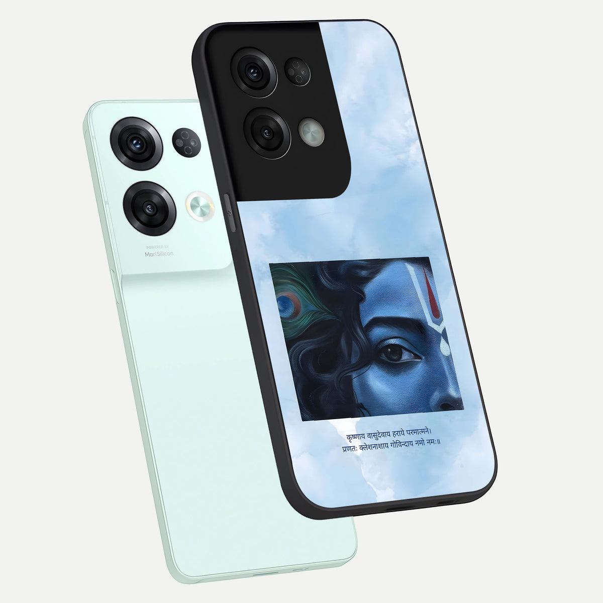  Spiritual Krishna phone case For Oppo Reno 8 Pro showing premium glass back cover with detailed artwork