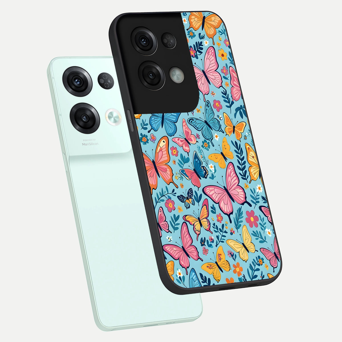  Spring Wing Garden phone case For Oppo Reno 8 Pro showing premium glass back cover with detailed artwork