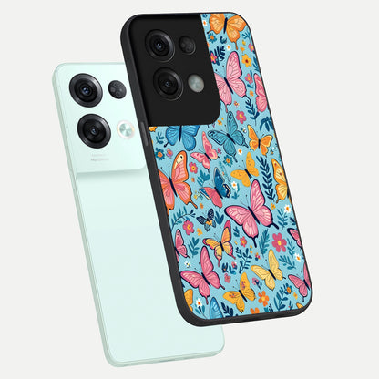  Spring Wing Garden phone case For Oppo Reno 8 Pro showing premium glass back cover with detailed artwork