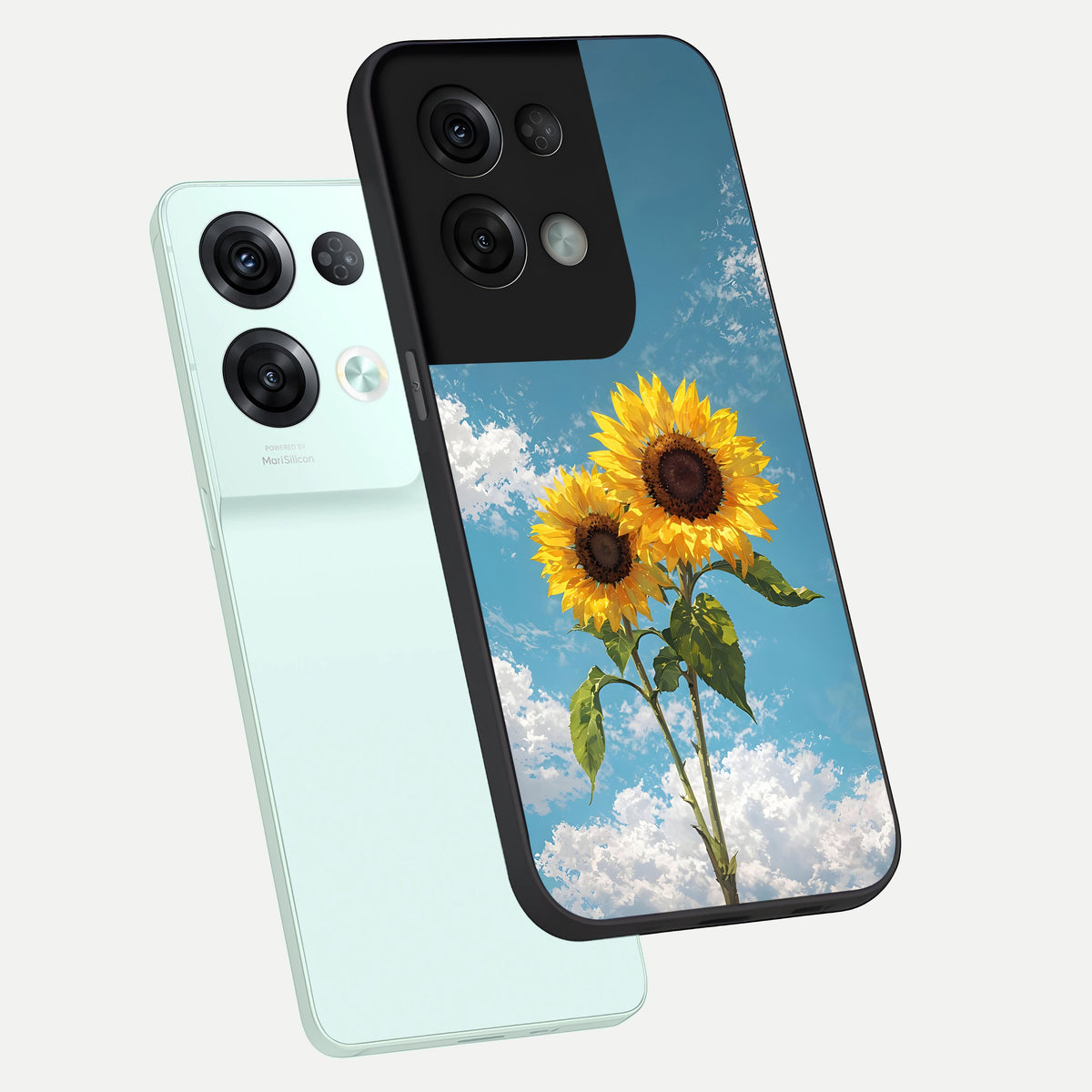  Sunlit Daisy Glow phone case For Oppo Reno 8 Pro showing premium glass back cover with detailed artwork