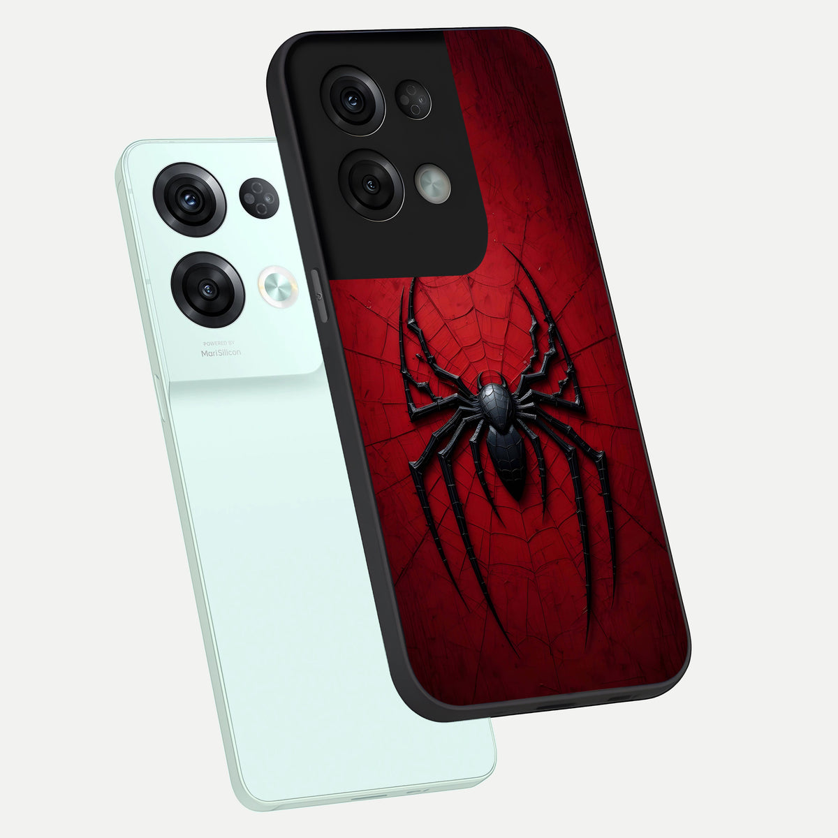  Superhero Web Emblem phone case For Oppo Reno 8 Pro showing premium glass back cover with detailed artwork