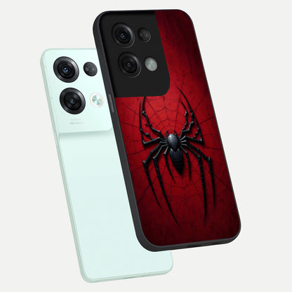  Superhero Web Emblem phone case For Oppo Reno 8 Pro showing premium glass back cover with detailed artwork