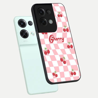  Sweet Cherry Vibes phone case For Oppo Reno 8 Pro showing premium glass back cover with detailed artwork