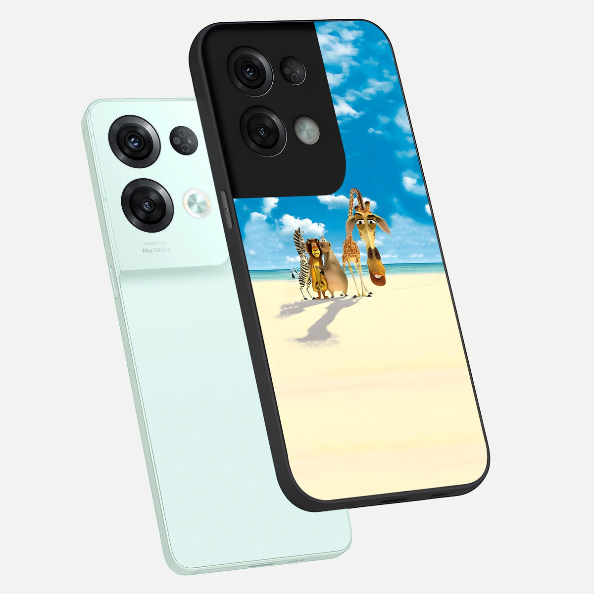  Tropical Fun Squad phone case For Oppo Reno 8 Pro showing premium glass back cover with detailed artwork