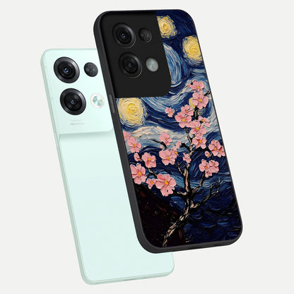  Van Gogh Scenery phone case For Oppo Reno 8 Pro showing premium glass back cover with detailed artwork