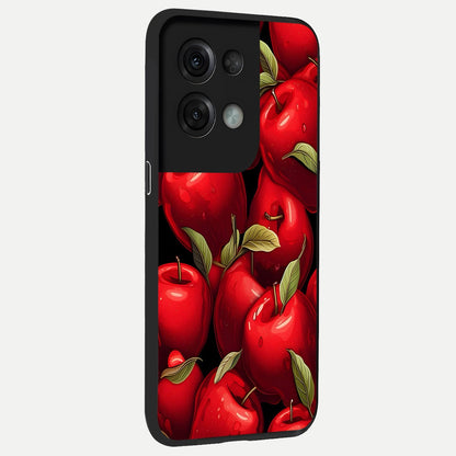  Apple Pattern back cover For Oppo Reno 8 Pro slim fit glass case with vibrant aesthetic design