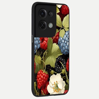  Berry Bloom Charm back cover For Oppo Reno 8 Pro slim fit glass case with vibrant aesthetic design