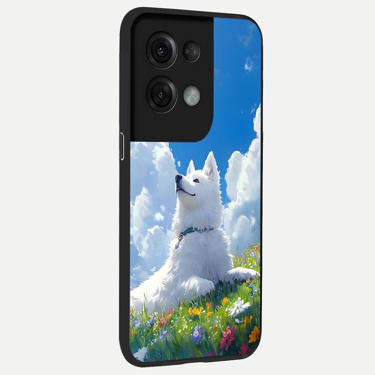  Blissful Cloud Pup back cover For Oppo Reno 8 Pro slim fit glass case with vibrant aesthetic design