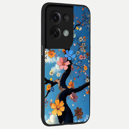  Blossom Dream Sky back cover For Oppo Reno 8 Pro slim fit glass case with vibrant aesthetic design