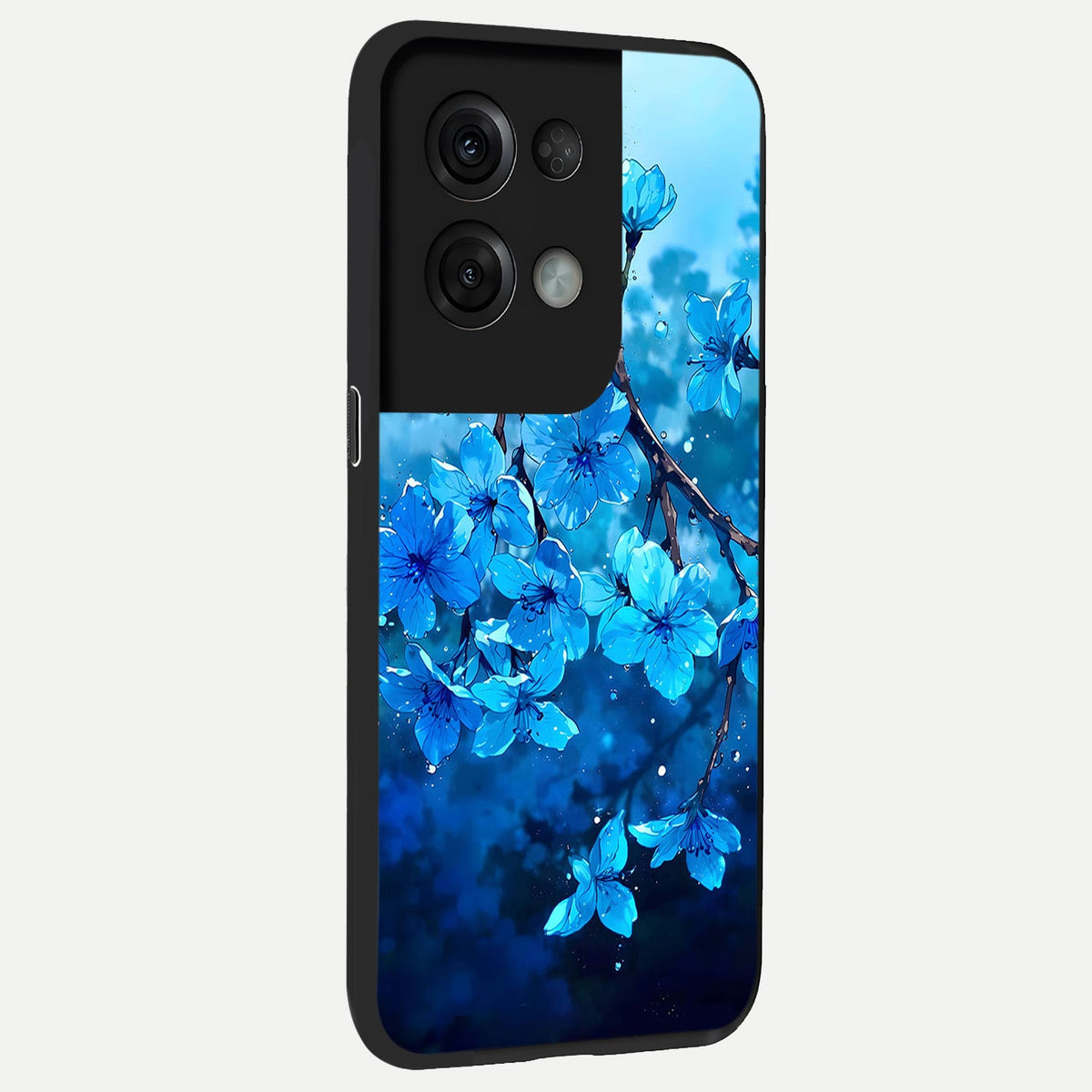 Blue Blossoms Branch back cover For Oppo Reno 8 Pro slim fit glass case with vibrant aesthetic design