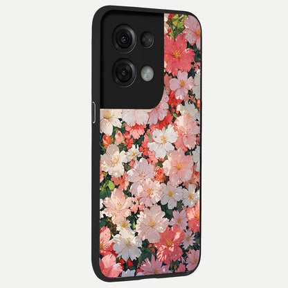  Blush Bloom Field back cover For Oppo Reno 8 Pro slim fit glass case with vibrant aesthetic design