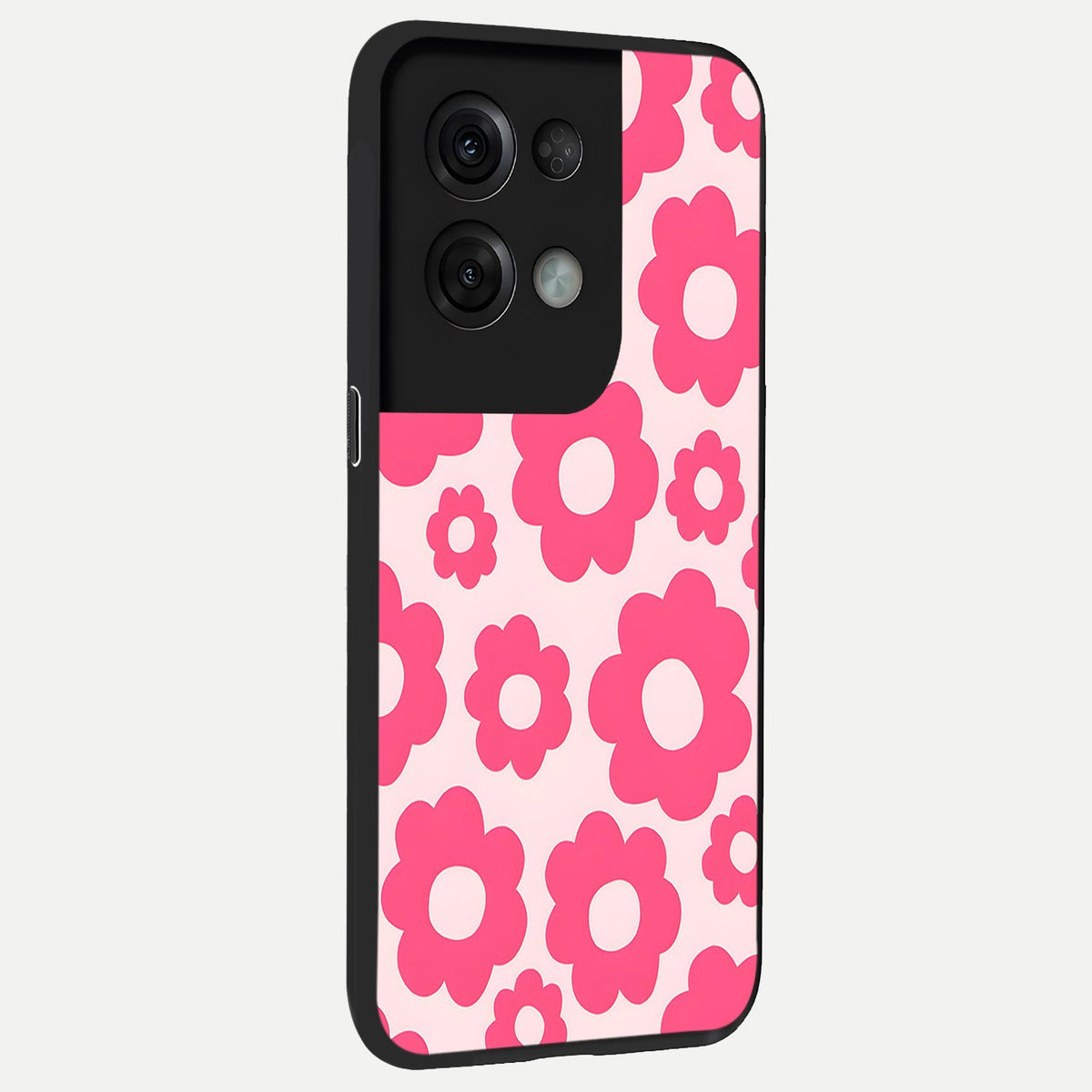  Blush Flower Pop back cover For Oppo Reno 8 Pro slim fit glass case with vibrant aesthetic design
