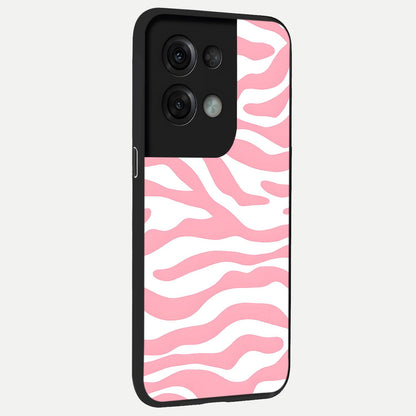  Blush Zebra Flow back cover For Oppo Reno 8 Pro slim fit glass case with vibrant aesthetic design