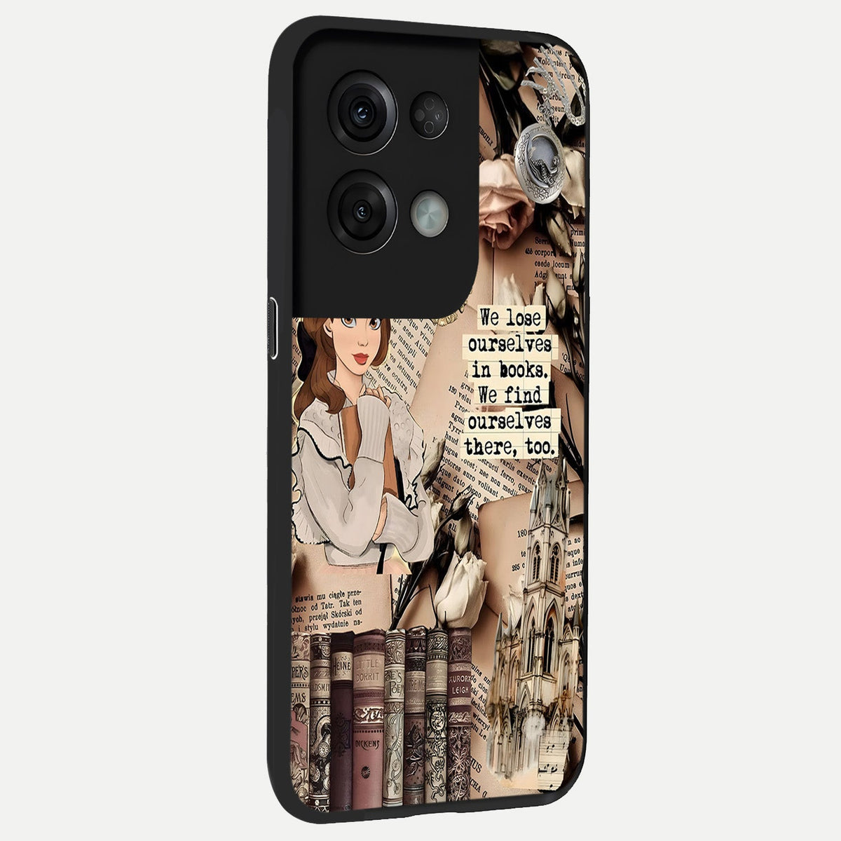  Bookish Dream World back cover For Oppo Reno 8 Pro slim fit glass case with vibrant aesthetic design