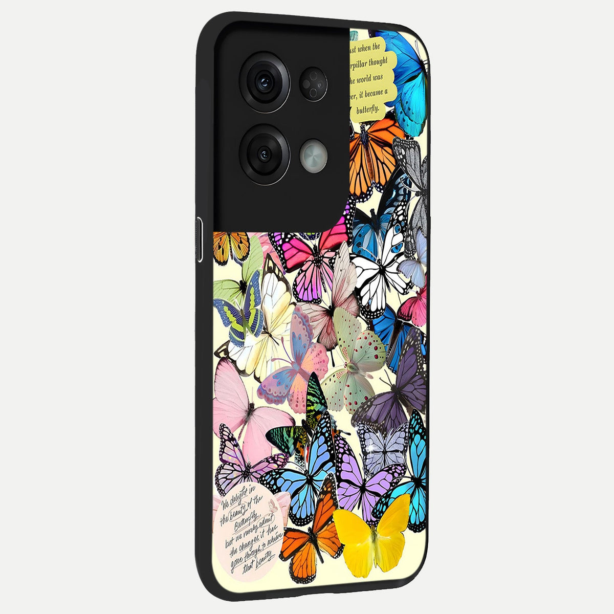  Butterflies Petal Dream back cover For Oppo Reno 8 Pro slim fit glass case with vibrant aesthetic design