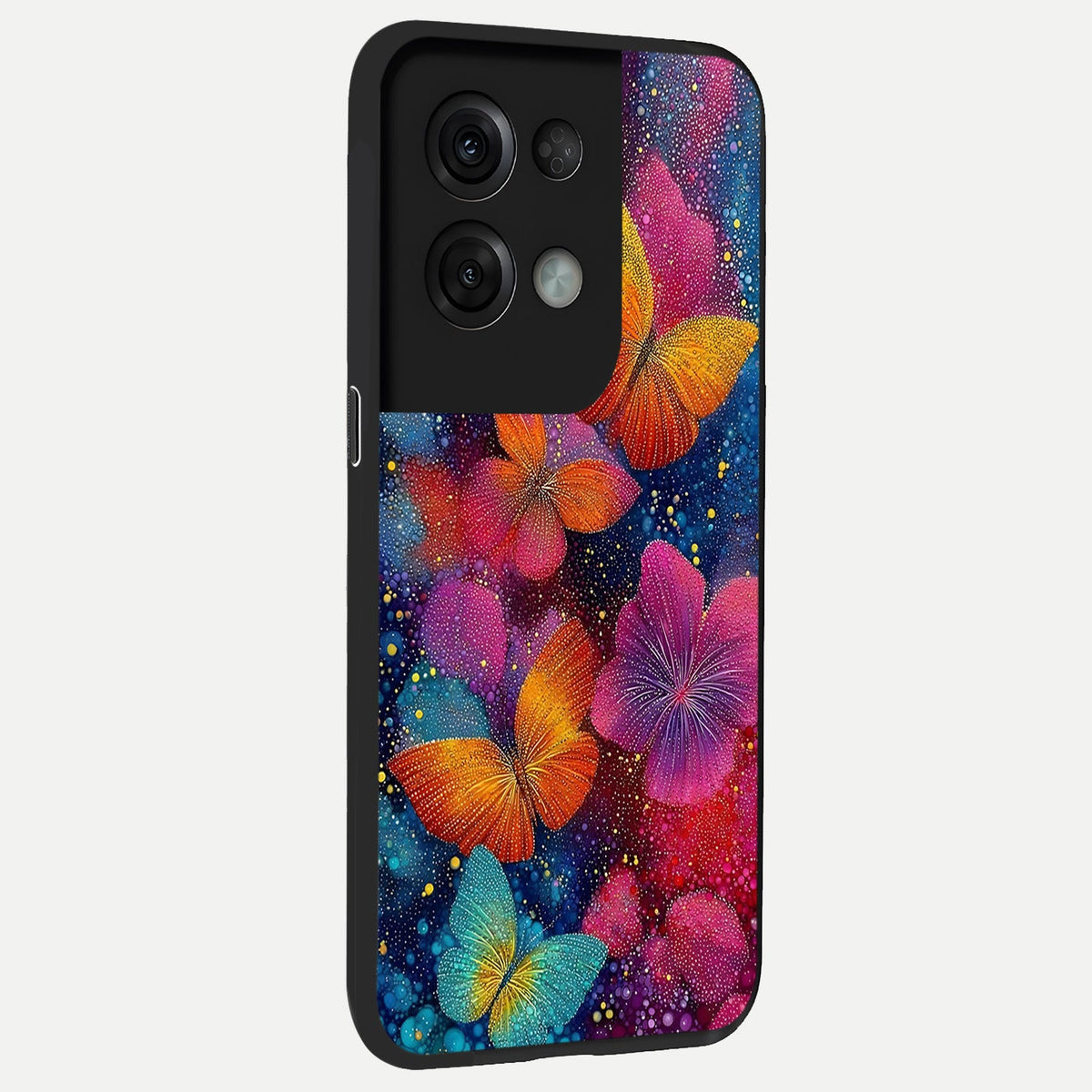  Butterfly Dream Mist back cover For Oppo Reno 8 Pro slim fit glass case with vibrant aesthetic design