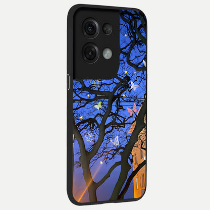  Butterfly Night Magic back cover For Oppo Reno 8 Pro slim fit glass case with vibrant aesthetic design