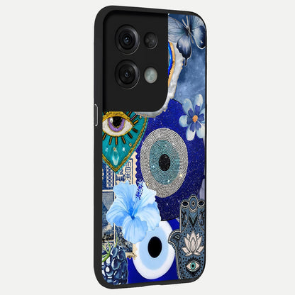  Celestial Blue Vision back cover For Oppo Reno 8 Pro slim fit glass case with vibrant aesthetic design