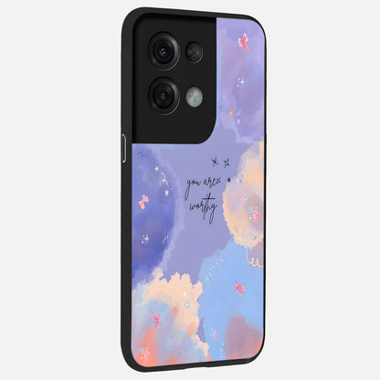  Celestial Cloud Magic back cover For Oppo Reno 8 Pro slim fit glass case with vibrant aesthetic design