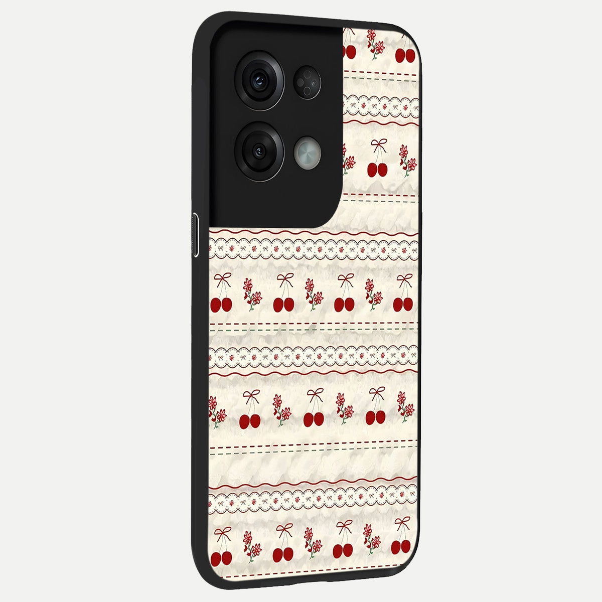  Cherry Bloom Charm back cover For Oppo Reno 8 Pro slim fit glass case with vibrant aesthetic design