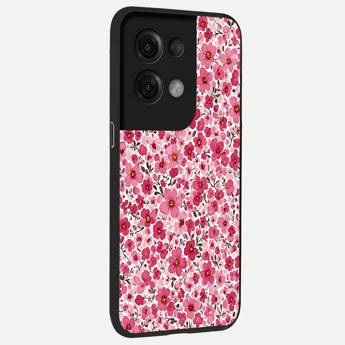  Cherry Blossom Charm back cover For Oppo Reno 8 Pro slim fit glass case with vibrant aesthetic design