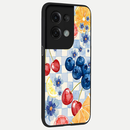  Citrus Bloom Joy back cover For Oppo Reno 8 Pro slim fit glass case with vibrant aesthetic design