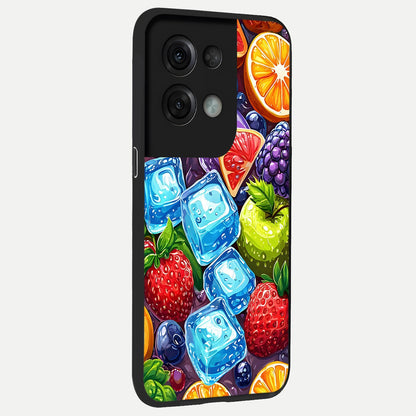  Colorful Fruits with Ice back cover For Oppo Reno 8 Pro slim fit glass case with vibrant aesthetic design