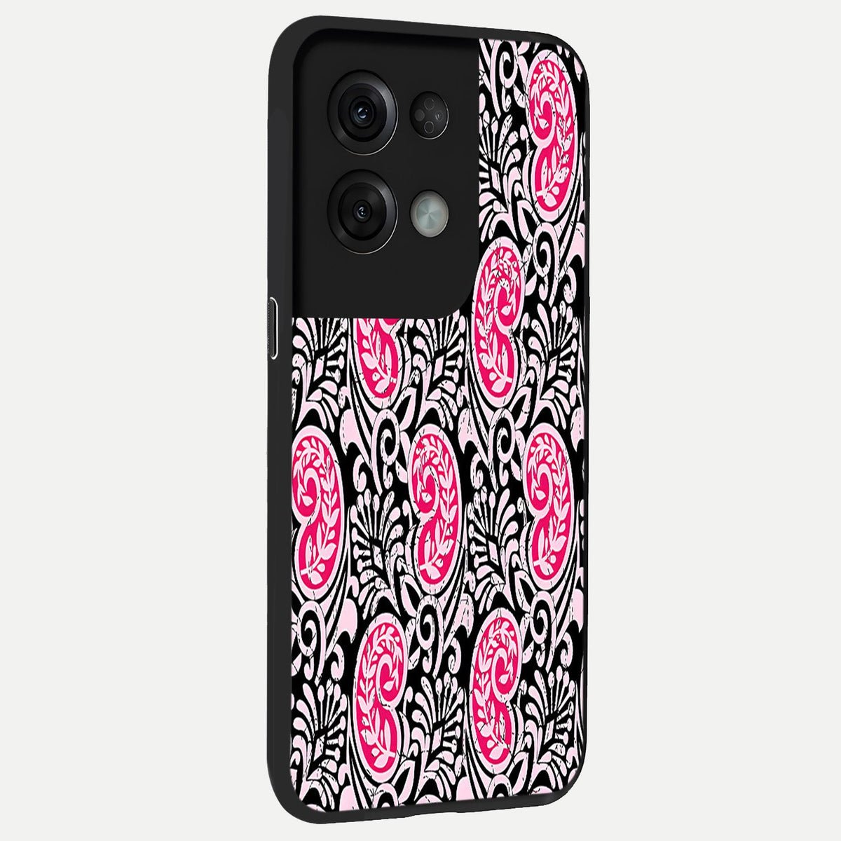  Crimson Paisley Charm back cover For Oppo Reno 8 Pro slim fit glass case with vibrant aesthetic design
