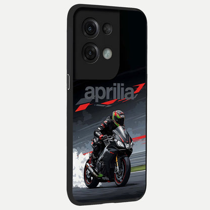  Dark Aprilla back cover For Oppo Reno 8 Pro slim fit glass case with vibrant aesthetic design