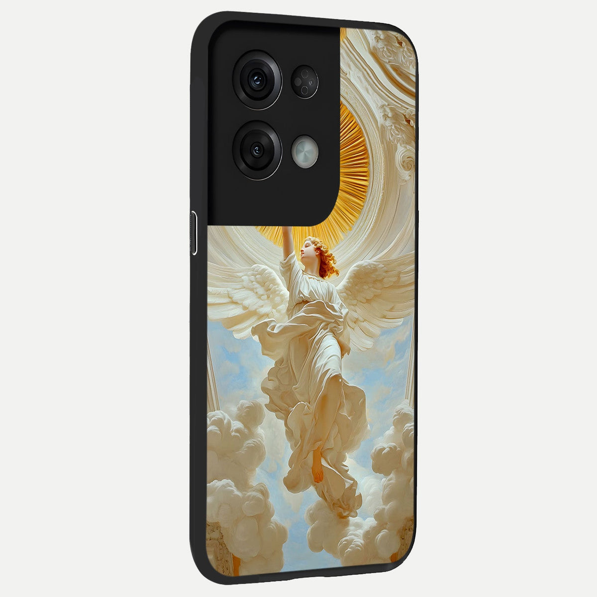  Divine Light Angel back cover For Oppo Reno 8 Pro slim fit glass case with vibrant aesthetic design