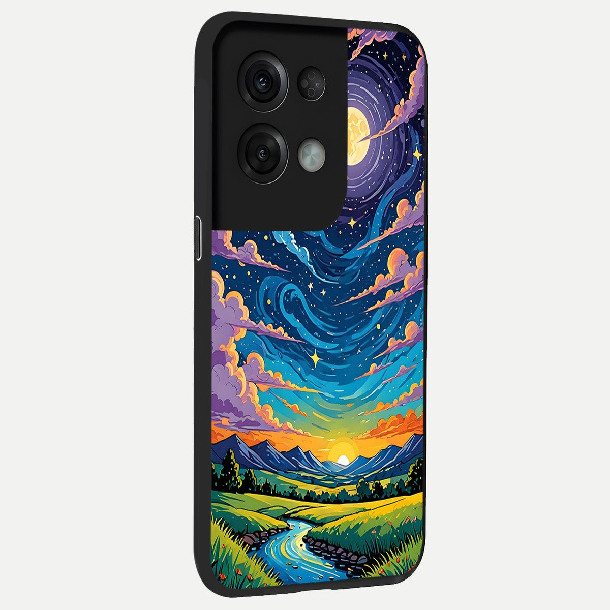  Dreamy Night Landscape back cover For Oppo Reno 8 Pro slim fit glass case with vibrant aesthetic design