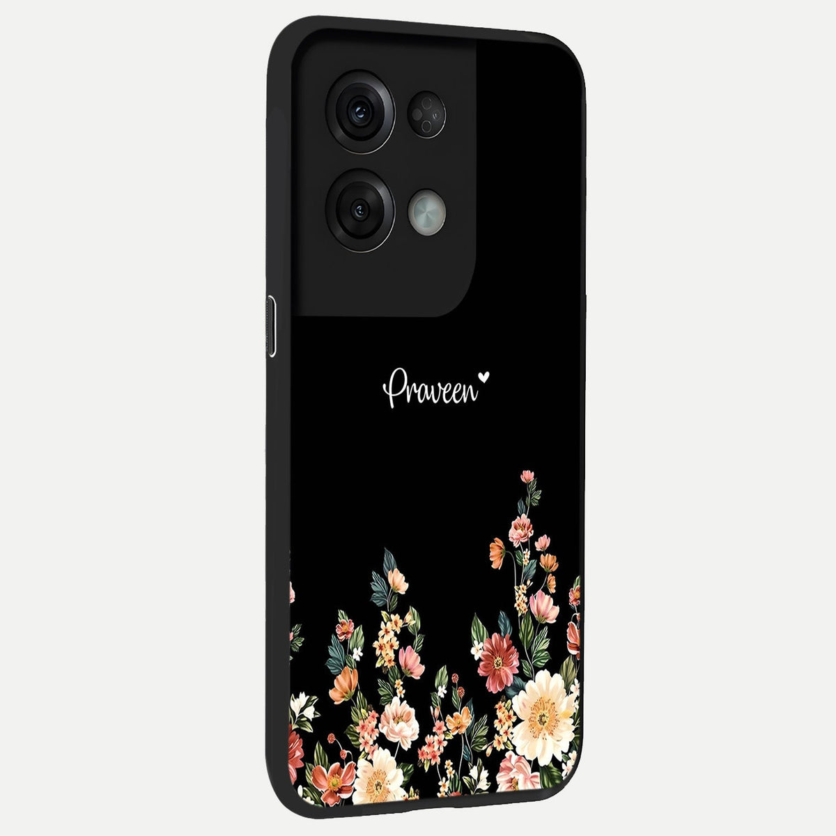  Floral Design Personalized Custom Name back cover For Oppo Reno 8 Pro slim fit glass case with vibrant aesthetic design