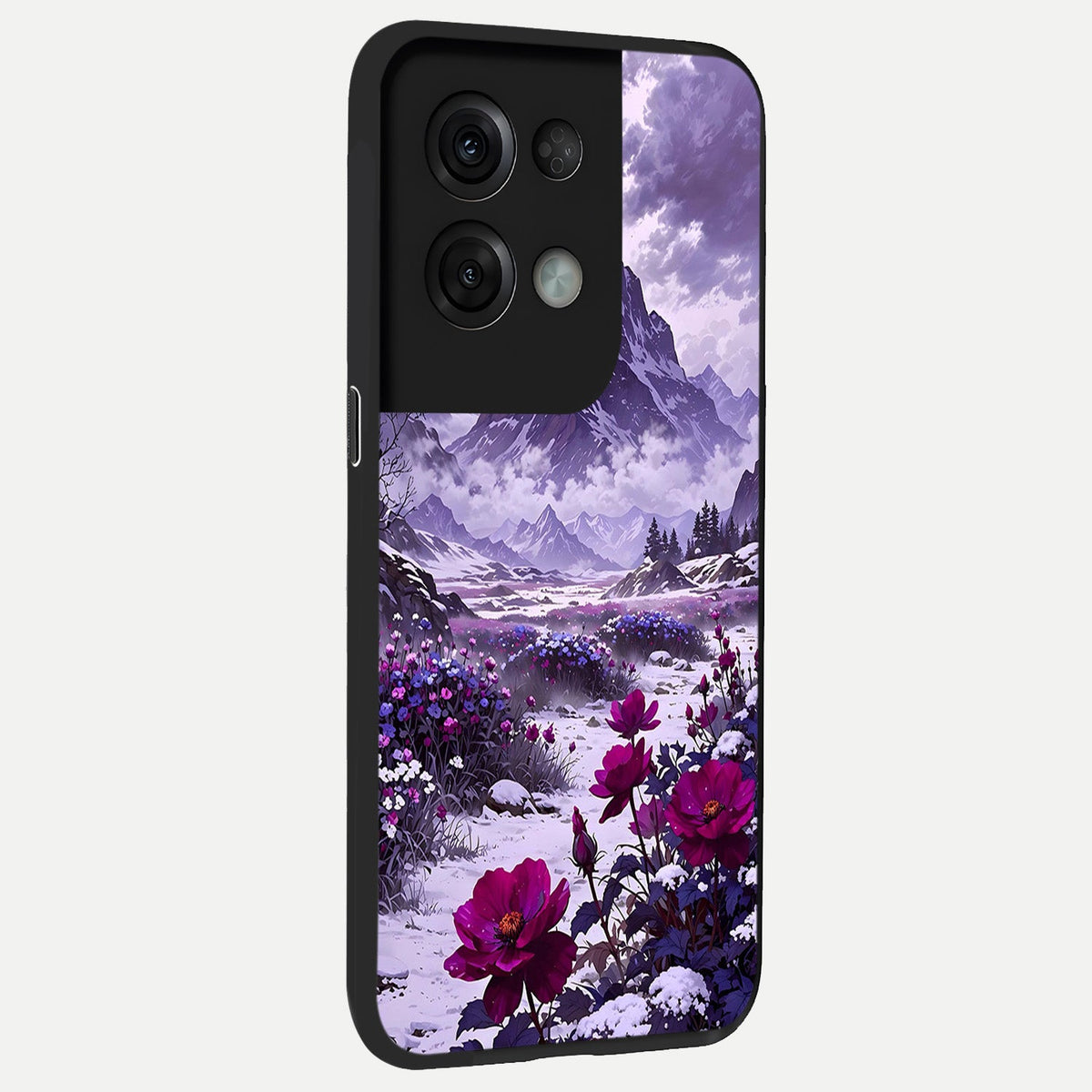  Flower Mountain View back cover For Oppo Reno 8 Pro slim fit glass case with vibrant aesthetic design
