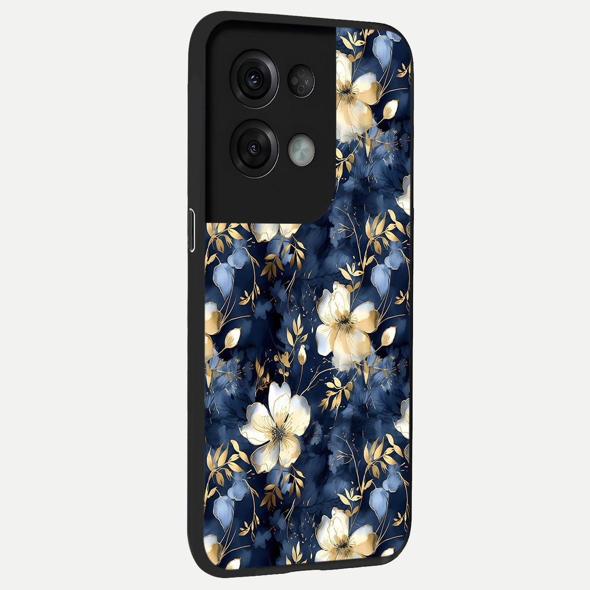  Golden Midnight Bloom back cover For Oppo Reno 8 Pro slim fit glass case with vibrant aesthetic design
