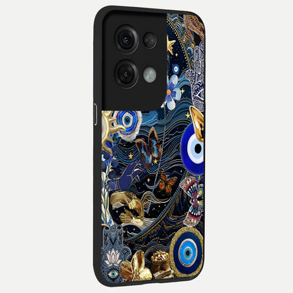  Golden Moon Magic back cover For Oppo Reno 8 Pro slim fit glass case with vibrant aesthetic design
