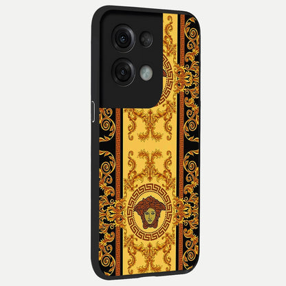  Golden Royal Heritage back cover For Oppo Reno 8 Pro slim fit glass case with vibrant aesthetic design