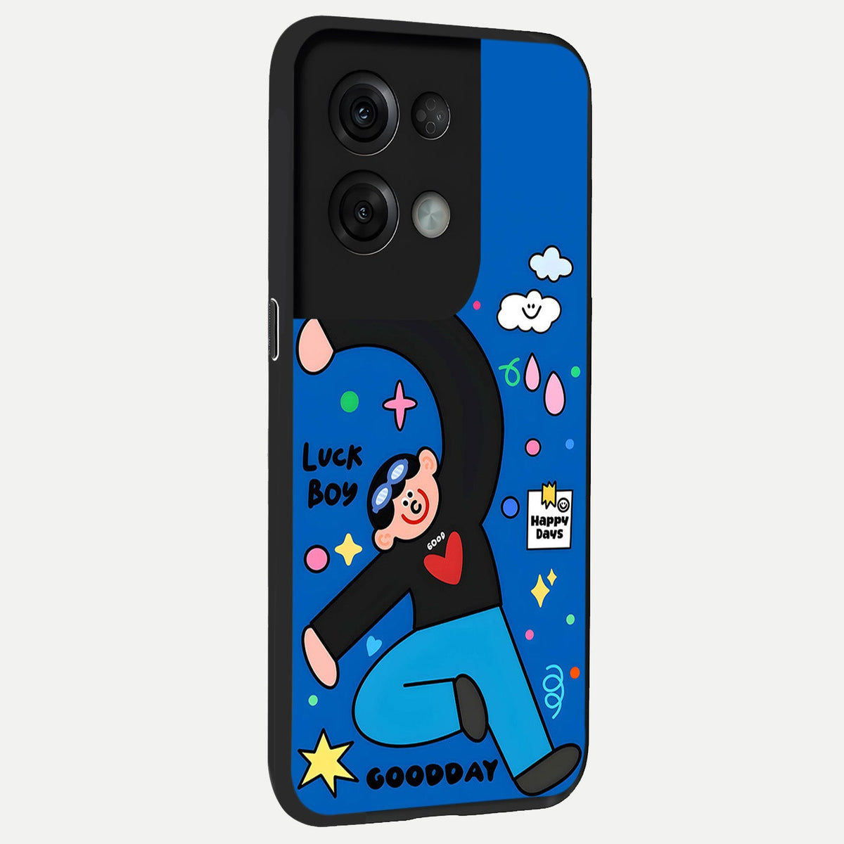  Happy Luck Vibe back cover For Oppo Reno 8 Pro slim fit glass case with vibrant aesthetic design