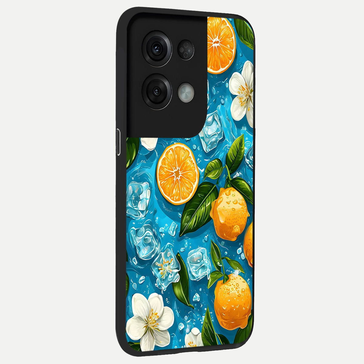  Ice Cube With Orange back cover For Oppo Reno 8 Pro slim fit glass case with vibrant aesthetic design