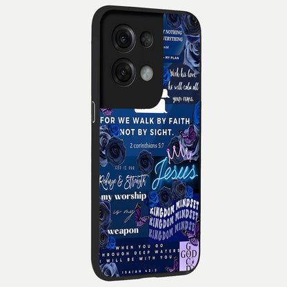  Kingdom Faith Glow back cover For Oppo Reno 8 Pro slim fit glass case with vibrant aesthetic design