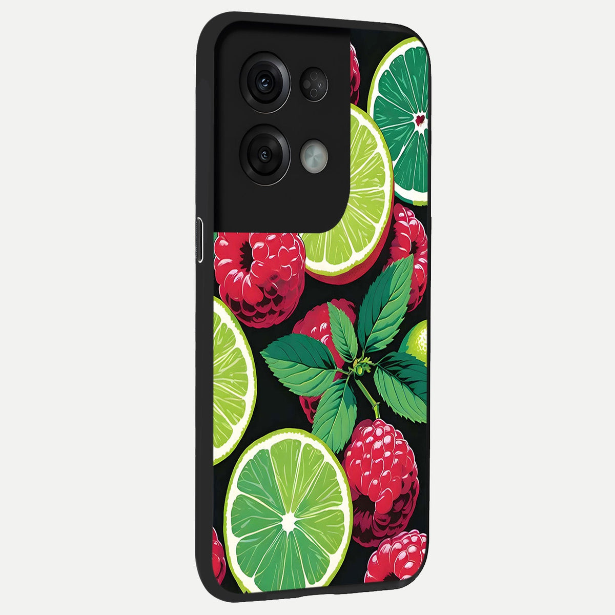  Lime and Raspberry Pattern back cover For Oppo Reno 8 Pro slim fit glass case with vibrant aesthetic design