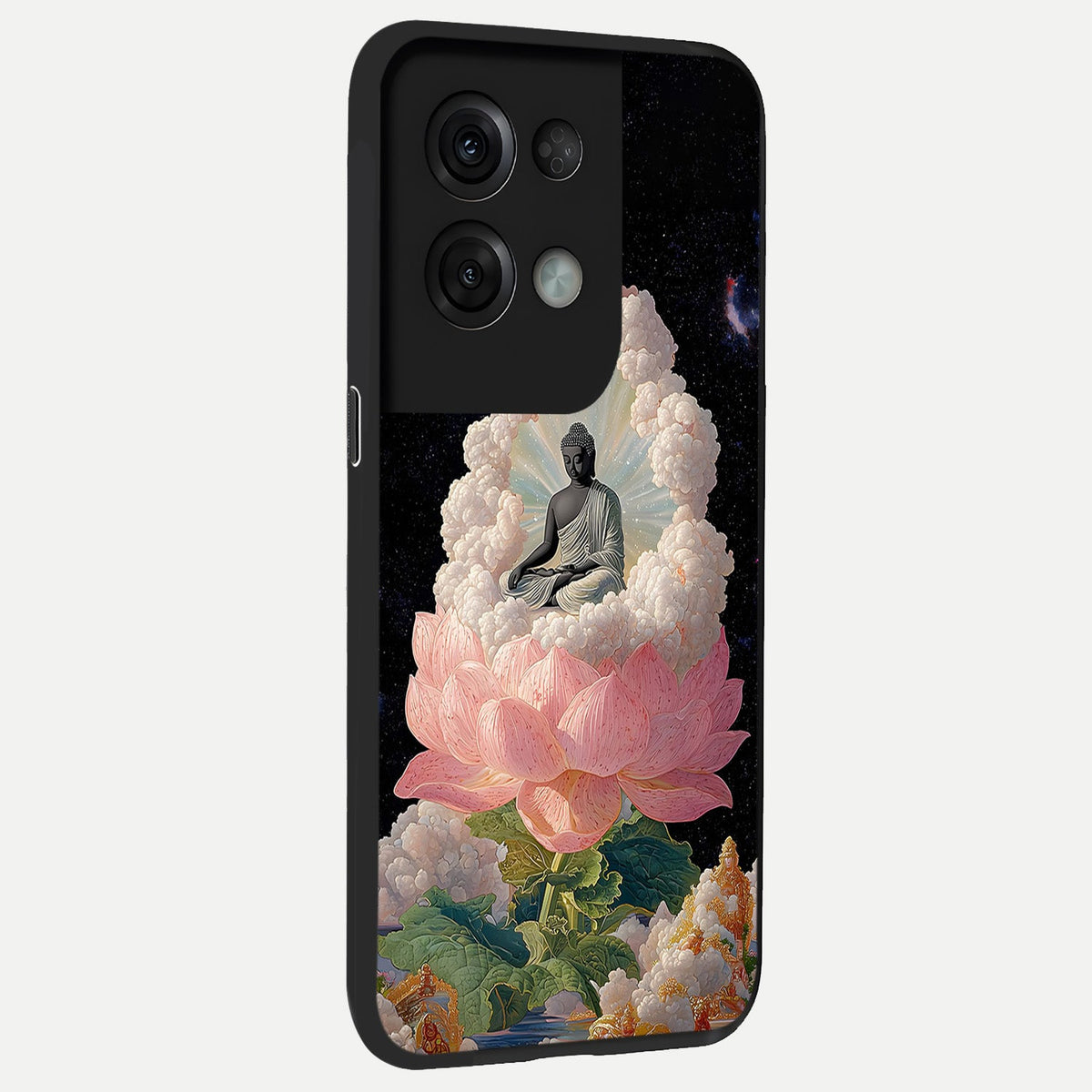  Lotus Divine Peace back cover For Oppo Reno 8 Pro slim fit glass case with vibrant aesthetic design