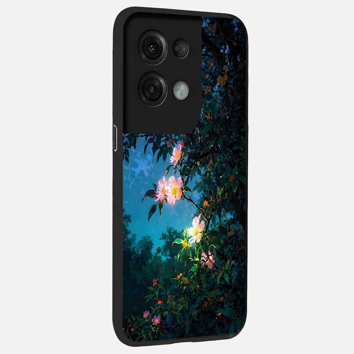  Midnight Bloom Glow back cover For Oppo Reno 8 Pro slim fit glass case with vibrant aesthetic design