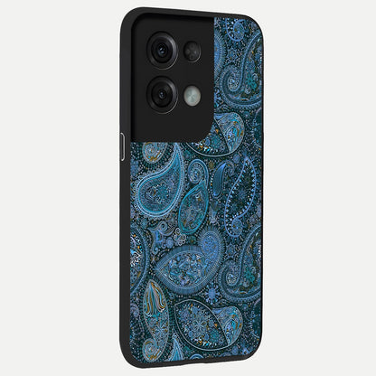  Midnight Paisley Glow back cover For Oppo Reno 8 Pro slim fit glass case with vibrant aesthetic design