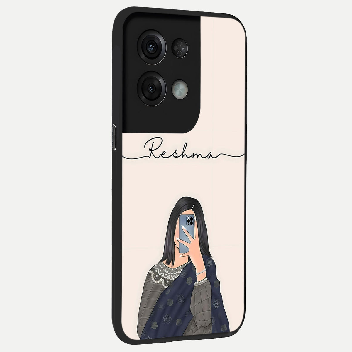  Mirror Mood Muse With Custom Name back cover For Oppo Reno 8 Pro slim fit glass case with vibrant aesthetic design