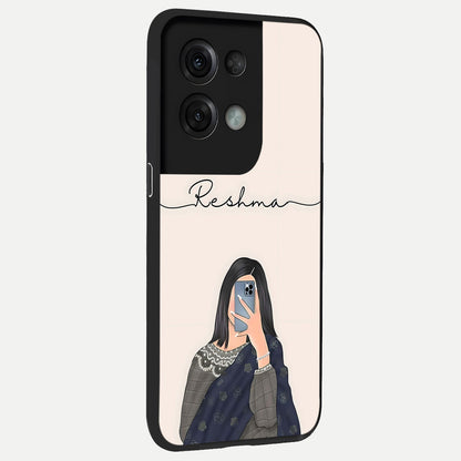  Mirror Mood Muse With Custom Name back cover For Oppo Reno 8 Pro slim fit glass case with vibrant aesthetic design