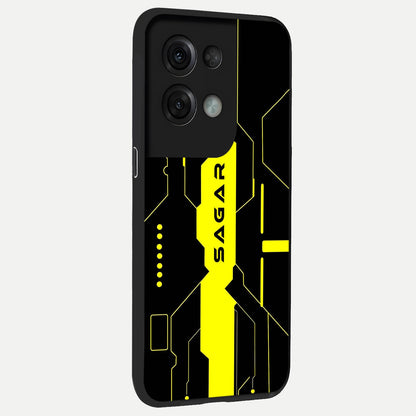  Neon CYBERPUNK Custom Name back cover For Oppo Reno 8 Pro slim fit glass case with vibrant aesthetic design