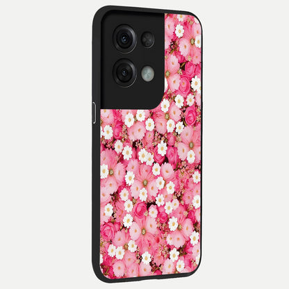  Pink Daisy Bliss back cover For Oppo Reno 8 Pro slim fit glass case with vibrant aesthetic design
